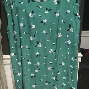 POPSUGAR Green Floral Blouse